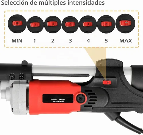 Vista 4 de Lijadora eléctrica de paneles de yeso de 800W Lijadora de disco de velocidad variable ajustable comercial con 6 almohadillas de arena