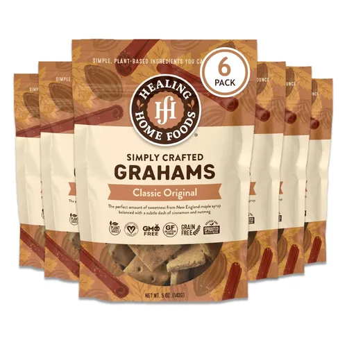 Vista 10 de Healing Home Foods Galletas Graham clásicas horneadas, sin gluten, hechas con harina de almendras, jarabe de arce orgánico y canela orgánica
