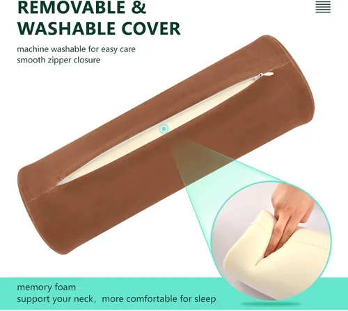 Vista 4 de Almohada de yoga Almohada de espuma viscoelástica para el cuello, almohada redonda para niños, almohada cilíndrica de espuma para soporte