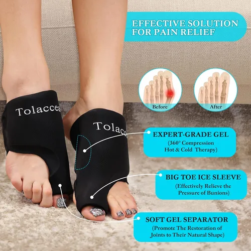 Vista 2 de Paquetes de hielo para pies, dedo gordo para aliviar el dolor, paquete frío flexible para alivio de juanetes, paquete de hielo de gel reutilizable