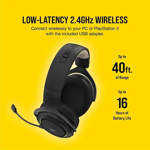 Vista 4 de Corsair HS70 PRO - Auriculares inalámbricos para juegos, color crema (renovado)