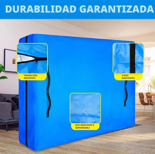Vista 3 de Bolsa de colchón MorTime para mudanza y almacenamiento, bolsa de almacenamiento de colchón con cremallera y 8 asas de transporte resistentes