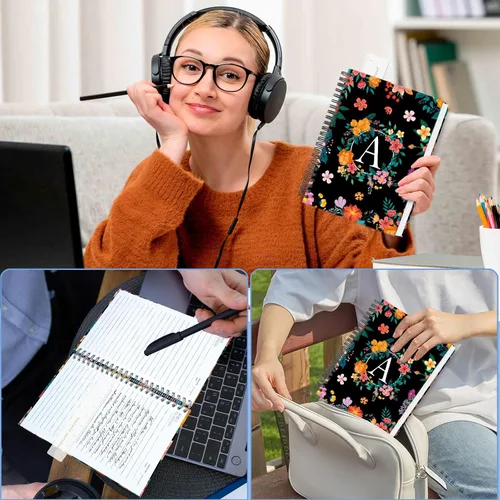 Vista 7 de Cuaderno en espiral de tapa dura de 5.7 x 8 pulgadas, 120 páginas para mujeres y hombres, cuadernos A5 con rayas universitarias, bonito diario