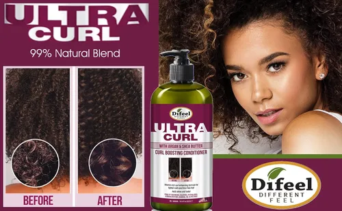 Vista 2 de Difeel Ultra Curl con Argán y Manteca de Karité - Acondicionador para aumentar los rizos, 33.8 oz.