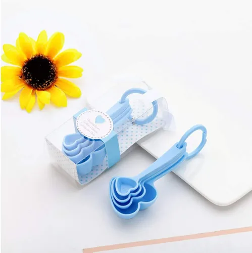 Vista 3 de Hemoton Cucharas medidoras de plástico con forma de corazón, cucharadita de postre cuchara para hornear de cocina