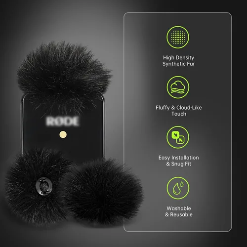 Vista 2 de Rode Wireless Go I (4 unidades) para micrófonos inalámbricos Rode Go I (1.ª generación), funda de micrófono peluda para reducción de ruido ambiental