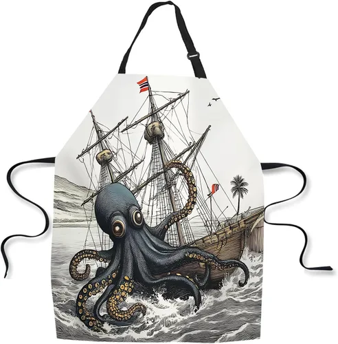 Vista 12 de Delantal de Cocina Faro con Puesta de Sol Delantal para Hornear en Casa Chef Delantal Impermeable para Mujeres y Hombres 31X27 Pulgadas