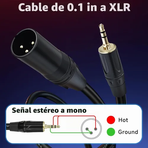Vista 3 de Cyberguys! Cable de 0.138 in a XLR, cable de audio macho de 1/8 a XLR, conector TRS Jack, niquelado con chaqueta de PVC, cable equilibrado