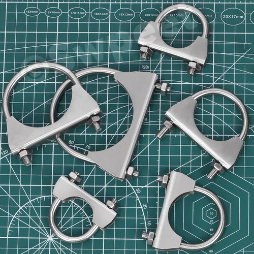 Vista 7 de Swpeet Kit de 2 piezas de abrazadera de escape de 1.5 pulgadas con perno en U, abrazaderas de perno en U de 1-1/2 pulgadas de acero inoxidable