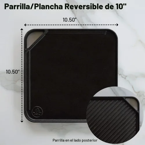 Vista 2 de Parrilla/plancha reversible de hierro fundido de un solo quemador de 10,5 pulgadas