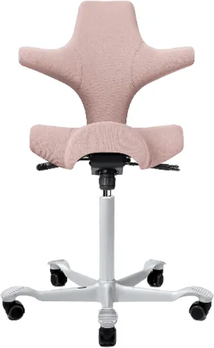 Vista 53 de HAG Capisco Sit to Stand - Silla de pie con marco blanco, tapizado, color rosa rubor Pink Blush