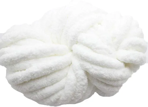 Vista 5 de Manta de punto gigante de hilo de chenilla de 2.2 lbs, color blanco arroz, tejido de ganchillo, para mamás