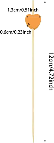 Vista 7 de ONLYKXY Palillos de dientes de bambú de 4.72 pulgadas con forma de corazón de madera para aperitivos, fiesta de té, despedida de soltera, boda, San