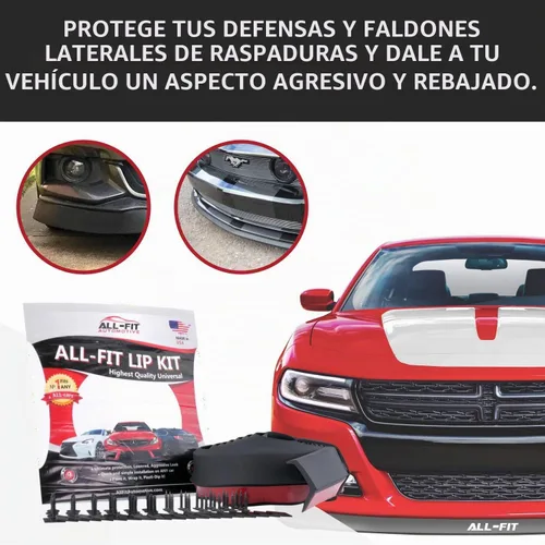 Vista 7 de All-Fit Automotive Kit Divisor de Labio de Parachoques Universal de 3.5 Pulgadas - Protector de Alerón de Barbilla para Delantero o Trasero - Los
