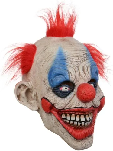 Vista 2 de Máscara de payaso de terror de Halloween, máscara de látex de payaso Joker, cubierta de cara de bromista de utilería de cosplay, máscara de látex