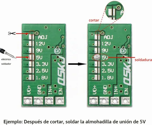 Vista 3 de DROK 1.8V/2.5V/3.3V/12V/9V/5V Regulador Buck Convertidor Ajustable Paquete Verde