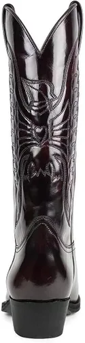 Vista 5 de Botas vaqueras para hombre con puntera puntiaguda, botas occidentales cosidas, tacones gruesos, botas bordadas de media pantorrilla