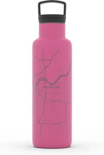 Vista 106 de Well Told Botella de agua aislada con mapa de Washington DC grabado, botella de acero inoxidable grabada (21 onzas, blanco) botella aislada de mapa