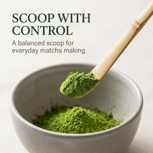 Vista 4 de Cuchara de bambú de matcha, cuchara de bambú para matcha japonesa, Chashaku, cuchara de té verde enganchada, utensilios de ceremonia de té de 7.1 in