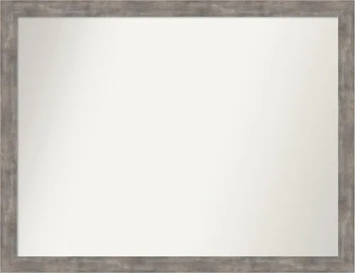Vista 81 de Amanti Art Silver Bathroom Mirror for Over Sink, 26x45 Custom Made Marred Pewter Rectangle Vanity Mirror, Oversize Casual Wood Frame, Hangs Estaño