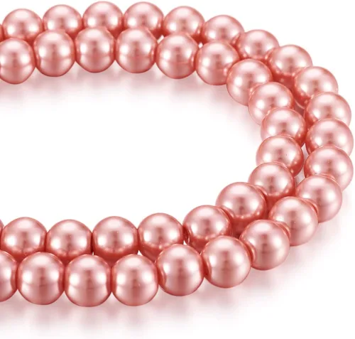 Vista 25 de KISSITTY 105 unids/hebra Burly Wood Satin Luster Glass Round Pearl Spacer Bead Loose Beads 0.315 in para bricolaje joyería artesanía 31.4