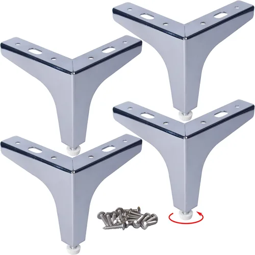 Vista 5 de HUAYY Patas de metal para muebles de 4 pulgadas (juego de 4 piezas chapadas en negro), patas de repuesto triangulares ajustables para muebles