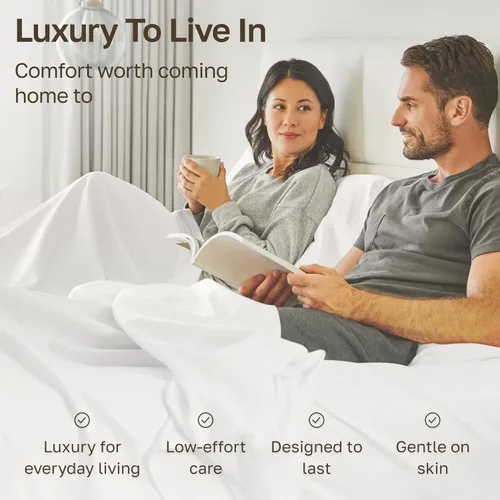 Vista 14 de California Design Den Sábanas de Algodón Egipcio 100%, Juego de Sábanas de Lujo Auténtico Certificado Tamaño Full con Bolsillo Profundo, Satén Suave