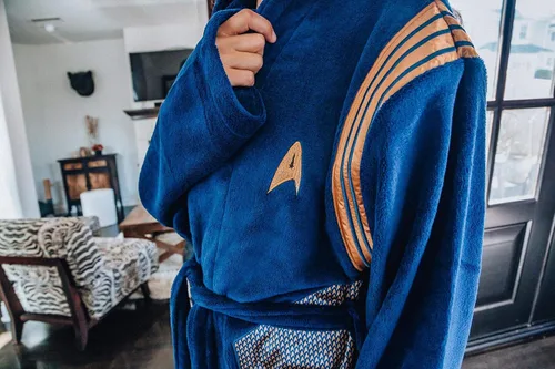 Vista 3 de Robe Factory LLC Star Trek Discovery - Bata de baño para adultos Talla única, Azul