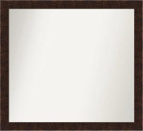 Vista 12 de Amanti Art Espejo de baño de bronce para sobre fregadero, 24 x 24 pulgadas, espejo de tocador cuadrado estrecho de bronce Manhattan, marco de madera
