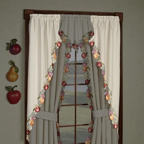 Vista 8 de Touch of Class Par de Cenefas de Ventana Bordadas Fructíferas de Avena Texturizada 60 x 36 pulgadas