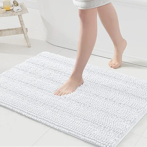 Vista 44 de Grandaily Alfombras de baño de felpilla a rayas de 24 x 16 pulgadas, extra gruesas y suaves, absorbentes, parte trasera de goma, alfombra de ducha