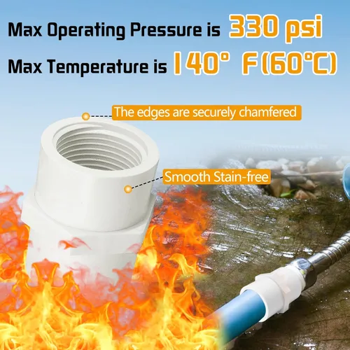 Vista 4 de 10 piezas de accesorios de tubería de PVC blanco, conector adaptador de rosca hembra NPT de 1 pulgada, acoplamiento roscado, enchufe x NPT hembra