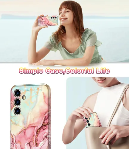 Vista 7 de Btscase para Samsung Galaxy S25, [Probado contra caídas de grado militar] Funda protectora de diseño de patrón de mármol, resistente, delgada