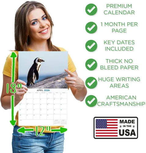 Vista 173 de Calendario de grises africanos 2025 2026 – Planificador mensual de pared de aves africanas – 12 x 18 pulgadas (abierto), calendario de pared