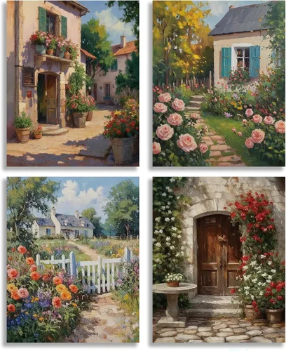 Vista 10 de TOCDGOO Juego de 4 piezas de arte de pared vintage para cocina, comida 8-Colorido