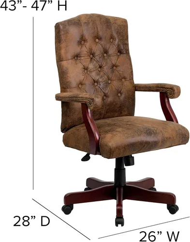 Vista 2 de BizChair Bomber Brown Classic Silla de oficina giratoria ejecutiva con brazos