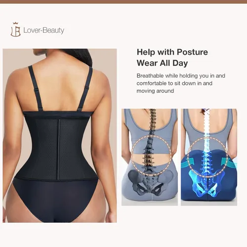 Vista 4 de Lover-Beauty Entrenador de cintura para mujer, corsés de látex, faja de entrenamiento, reloj de arena