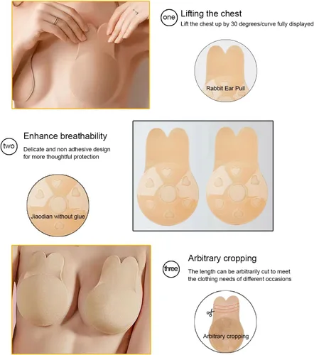 Vista 4 de 3 Pairs 2023 Upgraded Sticky Bra Adhesive Bra Invisible Silicone Bras Backless Bra Strapless Push Up Bras for Women