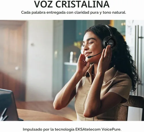 Vista 3 de EKSA H27 Auriculares USB para computadora con micrófono para trabajo, auriculares de PC con micrófono de cancelación de ruido, auriculares con cable