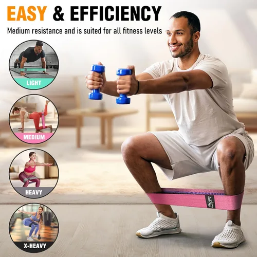Vista 4 de Bandas de resistencia de tela para entrenar - Bandas de ejercicio para mujeres y hombres, bandas de trasero para piernas y glúteos, yoga, pilates