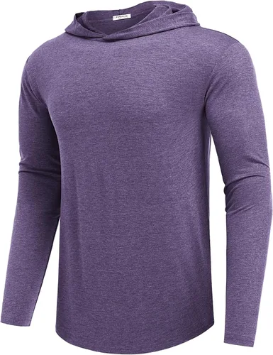 Vista 9 de PINSPARK Sudaderas ligeras con capucha tipo pullover para hombres, manga larga, sudadera con capucha para golf, gimnasio, entrenamiento, sudadera
