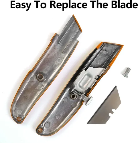 Vista 6 de DIYSELF Paquete de 2 cuchillos utilitarios, cortador retráctil, resistente (naranja)