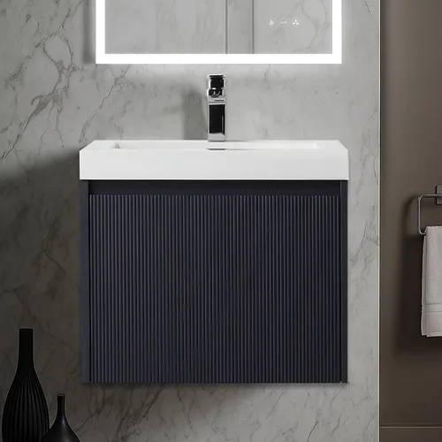 Vista 27 de Blossom Lavabo de baño de 20 pulgadas con tocador, todo en madera montado en la pared, gabinete flotante de baño con tocador con fregadero