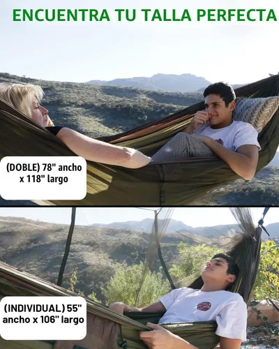 Vista 3 de Sunyear Hamaca de Camping, Hamaca Portátil Individual y Doble con Red, Tienda de Hamaca para 2 Personas con 2 Correas de 3 metros, Ideal para A