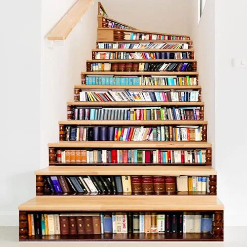 Vista 12 de KACOLOR Pegatinas autoadhesivas de paisaje natural 3D para escaleras, murales de pared, calcomanías de vinilo para escaleras, decoración de papel
