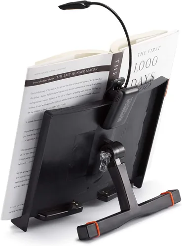 Vista 5 de Superior Essentials Soporte para libros para leer manos libres, soporte para libro de recetas para encimera de cocina y clips de página, ideal