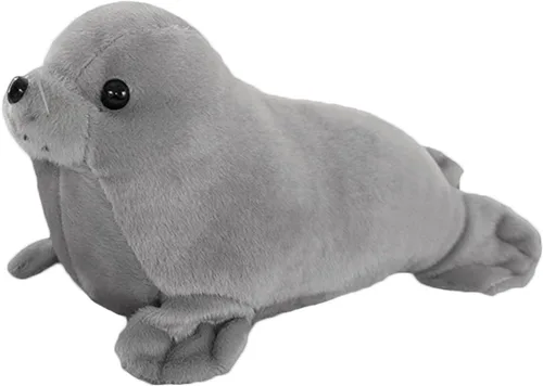 Vista 7 de zhidiloveyou - Muñeca Kawaii de peluche con diseño de sello, color gris, 9 pulgadas
