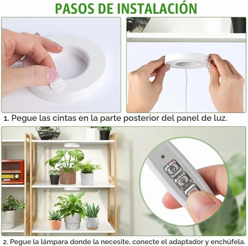Vista 6 de LORDEM Lámpara de techo para el crecimiento de plantas, 96 LEDs, luz LED de espectro completo, lámpara de 5V con interruptor automático de 4/8/12H