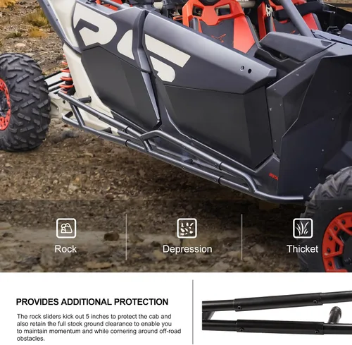 Vista 4 de KIWI MASTER Nerf Bars Rock Sliders para Can-Am Maverick X3 Max 2017-2026 Accesorios de acero para árbol lateral
