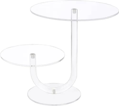 Vista 2 de Soporte acrílico para cupcakes de 2 niveles, soporte de exhibición de postres de alta calidad para mesa de postres - Combo de soporte transparente